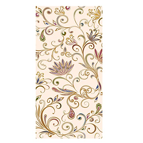 Fensterfolie 3D Beige Farbige Blumen Privatsphäre Fensteraufkleber kein Kleber, Gute Privatsphäre Schutz, Fensterabdeckung Buntglasfolie, für Badezimmer, Küche und Konferenzräume 45x200 cm von NCWANG