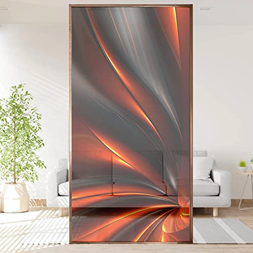 Fensterfolie 3D Fensterfolie Selbstklebend Blickdicht Statische Folie ohne Klebstoff Sichtschutz Milchglas Fensterfolien Büro und Zuhause Dekofolie Anti-UV 45X200 cm - Rot Abstraktes Feuer von NCWANG