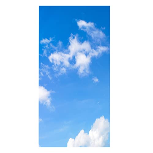 Fensterfolie 3D Fensterfolie Selbstklebend Blickdicht Statische Folie ohne Klebstoff Sichtschutz Milchglas Fensterfolien Büro und Zuhause Dekofolie Anti-UV 45x200 cm - Blauer Himmel Und Weiße Wolken von NCWANG