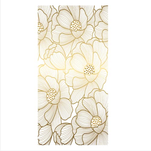 Fensterfolie 3D Fensterfolie Selbstklebend Blickdicht Statische Folie ohne Klebstoff Sichtschutz Milchglas Fensterfolien Büro und Zuhause Dekofolie Anti-UV 45x200 cm - Goldener Abstrakter Lotus von NCWANG