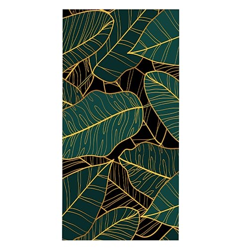 Fensterfolie 3D Fensterfolie Selbstklebend Blickdicht Statische Folie ohne Klebstoff Sichtschutz Milchglas Fensterfolien Büro und Zuhause Dekofolie Anti-UV 45x200 cm - Grüne Goldene Blätter von NCWANG