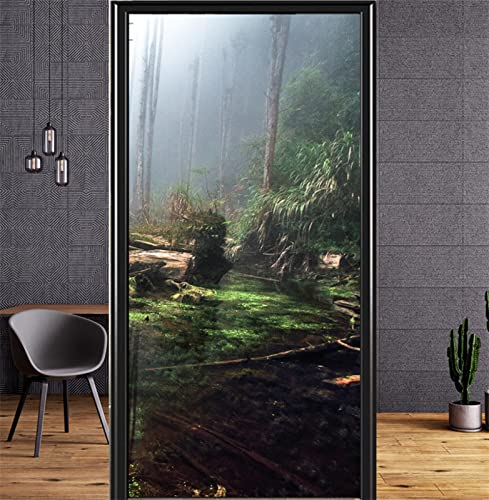 Fensterfolie 3D Fensterfolie Selbstklebend Blickdicht Statische Folie ohne Klebstoff Sichtschutz Milchglas Fensterfolien Büro und Zuhause Dekofolie Anti-UV 60X200 cm - Wald von NCWANG