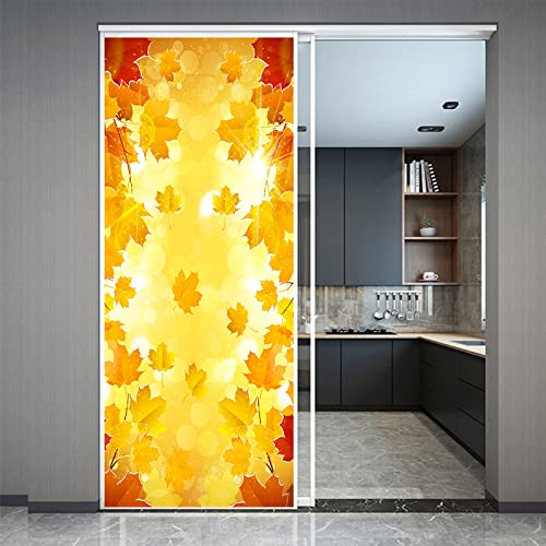 Fensterfolie Gelbe Blätter Sichtschutzfolie 3D Sichtschutz Folie Ohne Klebstoff Milchglasfolie Anti UV Dekorfolie für Zuhause und Büro, Bad Wohnzimmer 45x300 cm von NCWANG