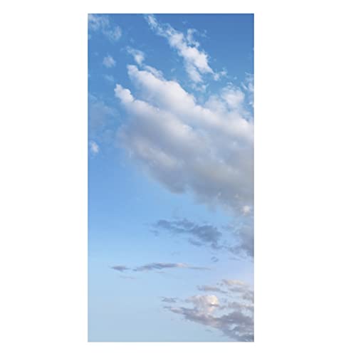 Fensterfolie Sichtschutzfolie Fenster Blickdicht Fensterfolie Selbsthaftend ohne Klebstoff Folie abnehmbare Glasabdeckung, Blauer Himmel Weiße Wolken für Wohnzimmer Küche Büro Anti-UV 60x200 cm von NCWANG