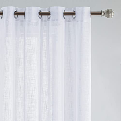 NCWANG Gardinen Vorhang halbtransparent mit Ösen, Gardinen Wohnzimmer, Ösenvorhang Transparent Vorhang für Kinderzimmer Wohnzimmer Schlafzimmer, 2er Set 140x170 cm(HöhexBreite), Weiße Abstraktion von NCWANG