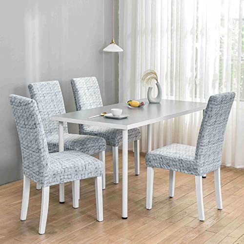 NCWANG Stuhlabdeckung/Home Stuhlhussen Stretch/Stuhlhussen 6 Stück/Stuhlbezug Abnehmbare Universal Waschbar für Esszimmer, Hotel, Zeremonie, Hochzeit, Party (graue Geometrie) von NCWANG