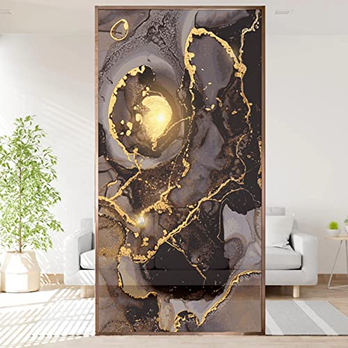 Schwarzes Gold Unregelmäßig Fensterfolie Blickdicht Sichtschutzfolie ohne Klebstoff Anti UV Sonnenschutz, Statische Fensterfolie Selbshaftend Blickdicht Für Zuhause Wohnzimmer Büro - 45X200 cm von NCWANG