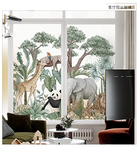 Sonnenschutzfolie Fenster, Statische 3D Sonnenschutz Dekorfolie, Sichtschutzfolie Statisch Dekofolie, Für Zuhause Badzimmer oder Büro Wohnzimmer, Waldtier-Giraffe, 45x200 cm von NCWANG