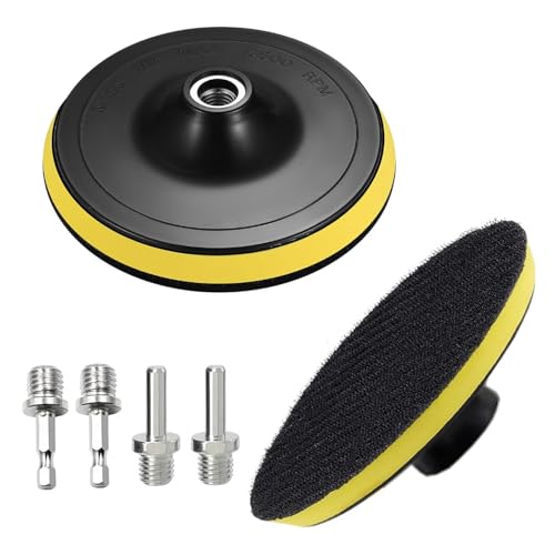 2 Stück Klett Schleifteller 125mm Schleifteller Klett, Schleifpapierteller mit Bohradapter, Polierteller mit Klett M14 Polierpad Adapter für Automobil Holzbearbeitung Marmorpolieren von NCZCDZSW
