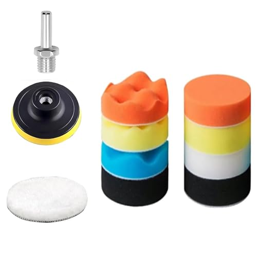 NCZCDZSW Polierschwamm Set 11 Stück Polieraufsatz Akkuschrauber Polierset mit 2 M10 Adapter Bohren Polierpad Polieraufsatz Winkelschleifer Polierauflage für Bohrmaschine Polieren Schleifen Wachsen von NCZCDZSW