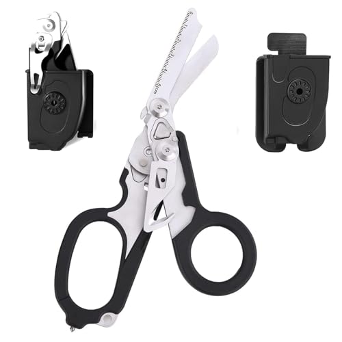 NCZCDZSW Trauma Schere Multitool Rettungsschere mit 6 Praktischen Funktionen Faltbare Scherenzange mit Holster Raptor Response Notfallschere Taktische Klappzang für Outdoor Camping Rettung Werkzeuge von NCZCDZSW