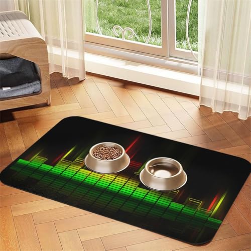 Coole Musik Sound Print Haustier Fütterungsmatte für Hunde & Katzen Saugfähige wasserdichte Hundefuttermatte Rutschfest Haustier Schüssel Tischset Schnell Trocknend Bodenschutz Leder Tischdecke von NDDCEDEW
