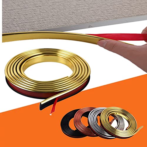 U-Form Flexible Selbstklebende Kantenband, Selbstklebendes Möbelkantenband, Weiches PVC, Wasserdicht, zum Abziehen und Aufkleben, für Schrankreparatur, Möbelrestaurierung und Renovierung (2M-9mm,Gold) von NDFC