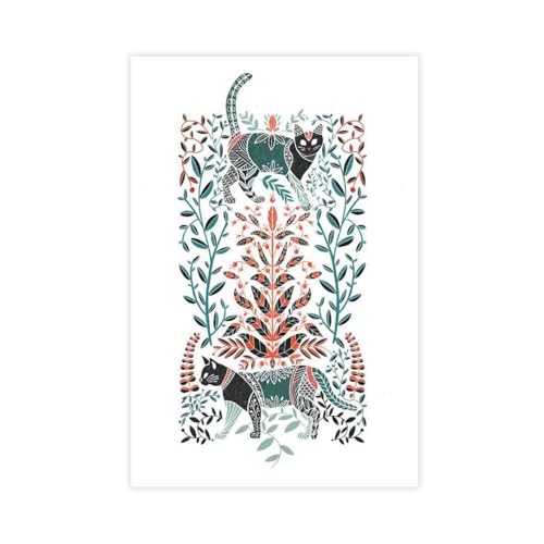 NDGSA Abstrakte Volkskunst, florale Katze, Leinwandposter, Wandkunst, Dekordruck, Bild Gemälde für Wohnzimmer, Schlafzimmer, Dekoration, 40 x 60 cm NDGSA Abstrakte Volkskunst, florale Katze, Leinwandposter, Wandkunst, Dekordruck, Bild Gemälde für Wohnzimmer, Schlafzimmer, Dekoration, 40 x 60 cm von NDGSA