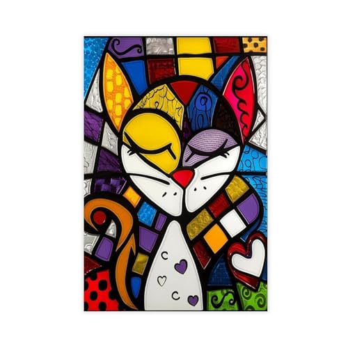 NDGSA Abstraktes buntes geometrisches Katzenkunstposter auf Leinwand, Poster, Schlafzimmer, Dekoration, Landschaft, Büro, Raumdekoration, Geschenk, 50 x 75 cm NDGSA Abstraktes buntes geometrisches Katzenkunstposter auf Leinwand, Poster, Schlafzimmer, Dekoration, Landschaft, Büro, Raumdekoration, Geschenk, 50 x 75 cm von NDGSA