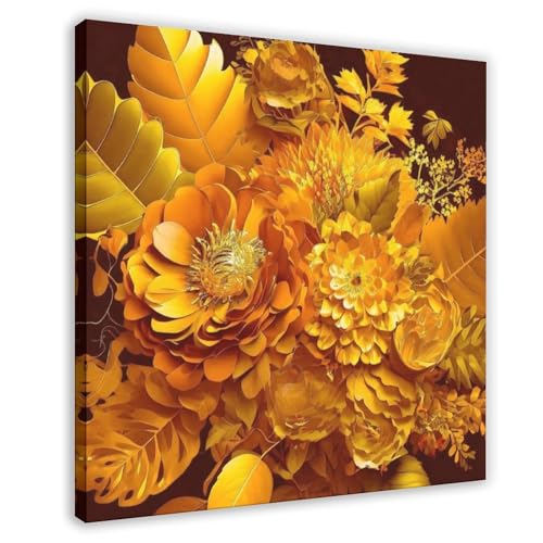 NDGSA Goldener Blumenstrauß, Pflanzendruck, Leinwandposter, Wandkunst, Dekordruck, Bild Gemälde für Wohnzimmer, Schlafzimmer, Dekoration, 40 x 40 cm NDGSA Goldener Blumenstrauß, Pflanzendruck, Leinwandposter, Wandkunst, Dekordruck, Bild Gemälde für Wohnzimmer, Schlafzimmer, Dekoration, 40 x 40 cm von NDGSA