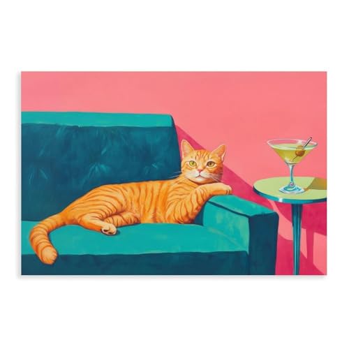 NDGSA Leinwand-Poster, Motiv: Ingwer Katze, schmutziger Martini, Wandkunst, Dekordruck, Bild Gemälde für Wohnzimmer, Schlafzimmer, Dekoration, 60 x 90 cm NDGSA Leinwand-Poster, Motiv: Ingwer Katze, schmutziger Martini, Wandkunst, Dekordruck, Bild Gemälde für Wohnzimmer, Schlafzimmer, Dekoration, 60 x 90 cm von NDGSA