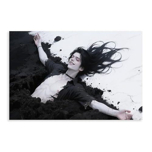 NDGSA Leinwandposter, Gothic-Melancholie, ein Mann liegend auf schwarzem und weißem Sand, Wandkunst, Dekordruck, Bild Gemälde für Wohnzimmer, Schlafzimmer, Dekoration, 60 x 90 cm NDGSA Leinwandposter, Gothic-Melancholie, ein Mann liegend auf schwarzem und weißem Sand, Wandkunst, Dekordruck, Bild Gemälde für Wohnzimmer, Schlafzimmer, Dekoration, 60 x 90 cm von NDGSA