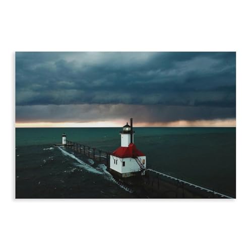 NDGSA Leinwandposter, Motiv: Der Leuchtturm unter dem stürmischen Himmel, Schlafzimmerdekoration, Landschaft, Büro, Raumdekoration, Geschenk, 60 x 90 cm NDGSA Leinwandposter, Motiv: Der Leuchtturm unter dem stürmischen Himmel, Schlafzimmerdekoration, Landschaft, Büro, Raumdekoration, Geschenk, 60 x 90 cm von NDGSA