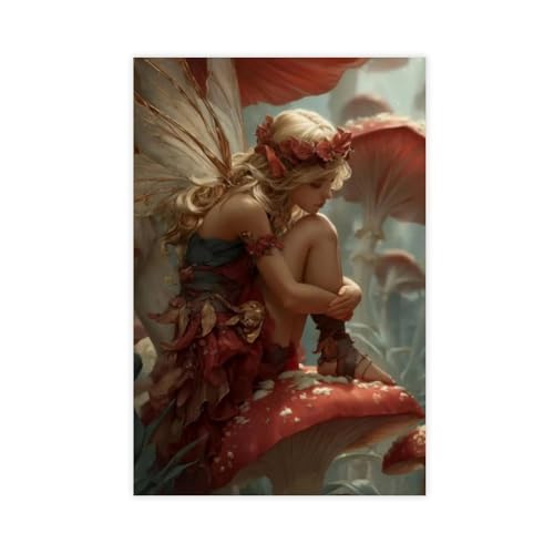NDGSA Leinwandposter, Motiv: Die blonde Fee auf dem giftigen Sonnenschirm, Pilz, Wandkunst, Dekordruck, Gemälde für Wohnzimmer, Schlafzimmer, Dekoration, 20 x 30 cm NDGSA Leinwandposter, Motiv: Die blonde Fee auf dem giftigen Sonnenschirm, Pilz, Wandkunst, Dekordruck, Gemälde für Wohnzimmer, Schlafzimmer, Dekoration, 20 x 30 cm von NDGSA