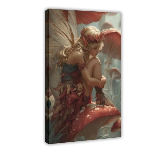 NDGSA Leinwandposter, Motiv: Die blonde Fee auf dem giftigen Sonnenschirm, Pilz, Wandkunst, Dekordruck, Gemälde für Wohnzimmer, Schlafzimmer, Dekoration, 20 x 30 cm NDGSA Leinwandposter, Motiv: Die blonde Fee auf dem giftigen Sonnenschirm, Pilz, Wandkunst, Dekordruck, Gemälde für Wohnzimmer, Schlafzimmer, Dekoration, 20 x 30 cm von NDGSA