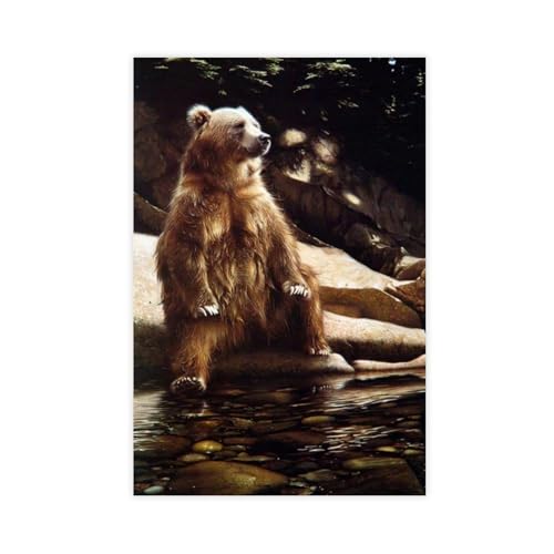 NDGSA Leinwandposter "A Brown Bear Rests on The Oso River", Schlafzimmerdekoration, Landschaft, Büro, Raumdekoration, Geschenk, 50 x 75 cm NDGSA Leinwandposter "A Brown Bear Rests on The Oso River", Schlafzimmerdekoration, Landschaft, Büro, Raumdekoration, Geschenk, 50 x 75 cm von NDGSA
