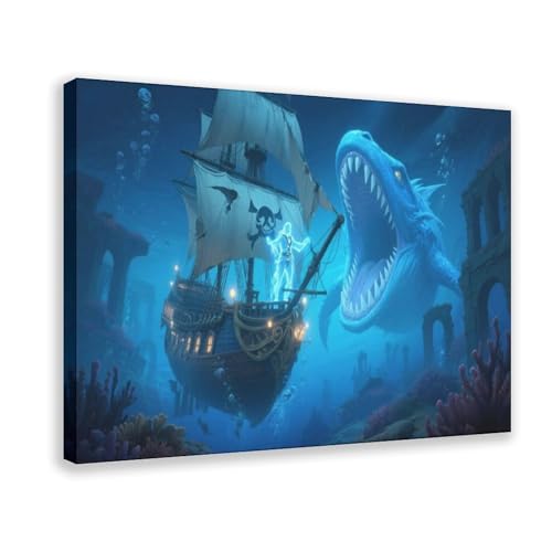 NDGSA Leinwandposter Surreal, Tiefsee-Hai, Monster isst Schiff, Schlafzimmer, Dekoration, Landschaft, Büro, Zimmer, Dekoration, Geschenk, 20 x 30 cm NDGSA Leinwandposter Surreal, Tiefsee-Hai, Monster isst Schiff, Schlafzimmer, Dekoration, Landschaft, Büro, Zimmer, Dekoration, Geschenk, 20 x 30 cm von NDGSA