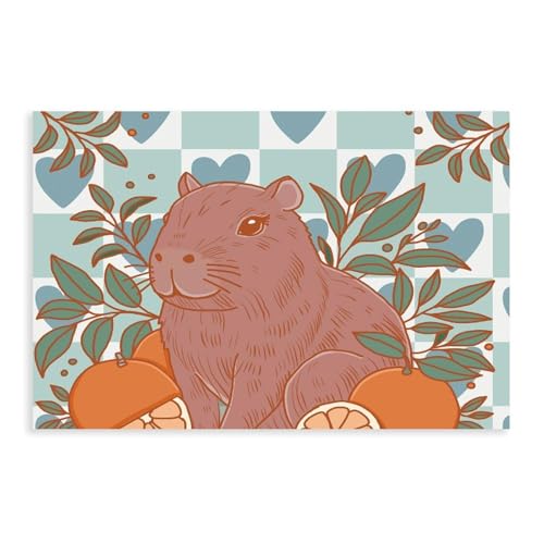 NDGSA Leinwandposter mit böhmischen orangefarbenen Capybara-Blumen, Schlafzimmerdekoration, Landschaft, Büro, Raumdekoration, Geschenk, 20 x 30 cm NDGSA Leinwandposter mit böhmischen orangefarbenen Capybara-Blumen, Schlafzimmerdekoration, Landschaft, Büro, Raumdekoration, Geschenk, 20 x 30 cm von NDGSA