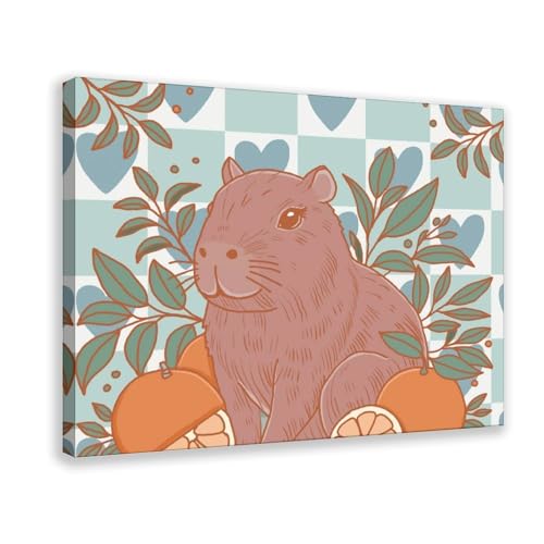 NDGSA Leinwandposter mit böhmischen orangefarbenen Capybara-Blumen, Schlafzimmerdekoration, Landschaft, Büro, Raumdekoration, Geschenk, 40 x 60 cm NDGSA Leinwandposter mit böhmischen orangefarbenen Capybara-Blumen, Schlafzimmerdekoration, Landschaft, Büro, Raumdekoration, Geschenk, 40 x 60 cm von NDGSA
