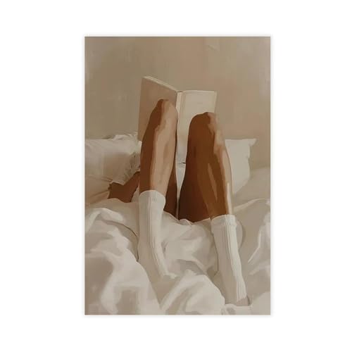 NDGSA Poster auf Leinwand, Motiv: Frau, die im Bett liest, Wandkunst, Dekordruck, Gemälde für Wohnzimmer, Schlafzimmer, Dekoration, 50 x 75 cm NDGSA Poster auf Leinwand, Motiv: Frau, die im Bett liest, Wandkunst, Dekordruck, Gemälde für Wohnzimmer, Schlafzimmer, Dekoration, 50 x 75 cm von NDGSA