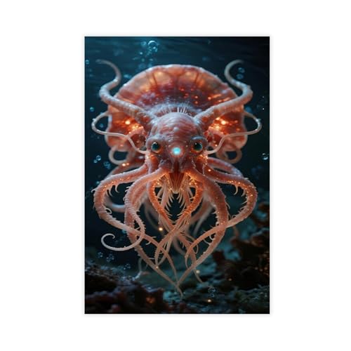 NDGSA Surreal Tiefsee-Oktopus-Leinwand-Poster, Wandkunst, Dekordruck, Bild Gemälde für Wohnzimmer, Schlafzimmer, Dekoration, 60 x 90 cm NDGSA Surreal Tiefsee-Oktopus-Leinwand-Poster, Wandkunst, Dekordruck, Bild Gemälde für Wohnzimmer, Schlafzimmer, Dekoration, 60 x 90 cm von NDGSA