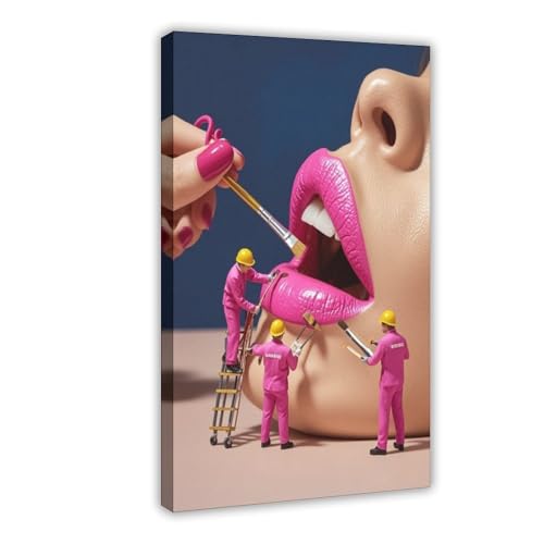 NDGSA Surreal rosa glänzende weibliche Lippen, Leinwandposter, Wandkunst, Dekordruck, Bild Gemälde für Wohnzimmer, Schlafzimmer, Dekoration, 20 x 30 cm NDGSA Surreal rosa glänzende weibliche Lippen, Leinwandposter, Wandkunst, Dekordruck, Bild Gemälde für Wohnzimmer, Schlafzimmer, Dekoration, 20 x 30 cm von NDGSA