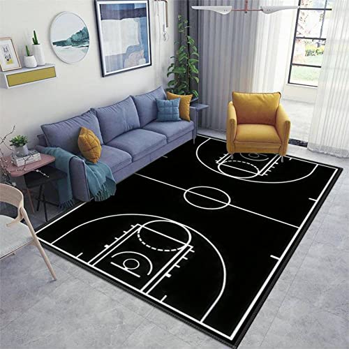 NDIEBNZLID Home Area Läufer Teppich Pad Basketball Court mit schwarzen, verdickten, rutschfesten Matten, Fußmatte, Eingangsteppich, Bodenteppich für Wohnzimmer, mehrfarbig, 120x160 cm von NDIEBNZLID