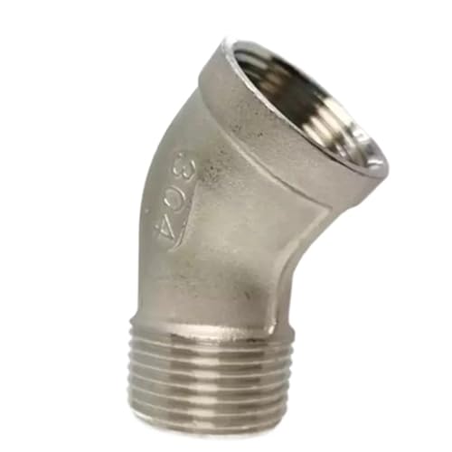 NDJQY 1/4 Zoll, 3/8 Zoll, 1/2 Zoll, 3/4 Zoll, 1 1/4 Zoll, 1-1/4 Zoll, 1-1/2 Zoll, 2 Zoll BSP Buchse auf Stecker, 45-Grad-Winkelverbinder, 304 Edelstahl-Rohrverschraubung (1-1/2 Zoll) von NDJQY