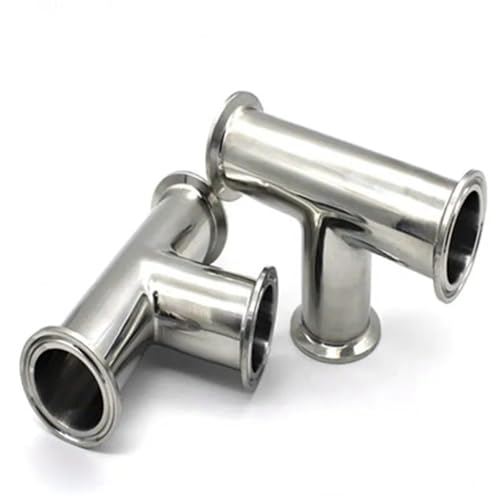 NDJQY 19 25 32 38 45 51 57 63 76 89 108 mm O/D 304 Edelstahl-Sanitärhülse, 3-Wege-T-Verbindungsstück, Rohrverschraubung, 5,1 cm Tri-Klemme (102 mm x Ferrule 119) von NDJQY