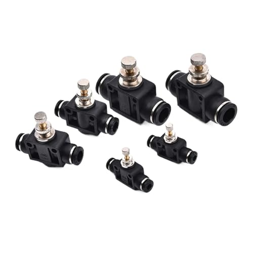 NDJQY Drosselklappenventil, DSA 4, 6, 8, 10, 12 mm, Außendurchmesser, Drosselklappenventil, pneumatische Armaturen, pneumatischer Drehzahlregelungsanschluss (12 mm Außendurchmesser-Schlauch), Schwarz von NDJQY