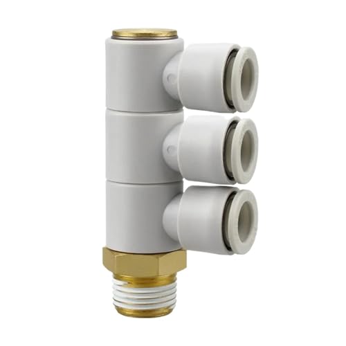 NDJQY Rotierender Rohrbogen aus Kunststoff, pneumatischer Luftschlauch, 3-Wege-Verteiler, 3-Wege-Verteiler, 3-Wege-Verteiler, Druckverbinder (8-03), BSP 4, 6, 8, 10, 12 mm von NDJQY