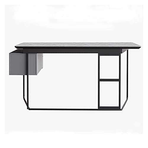Computertisch, minimalistischer Schiefer-Schreibtisch, PC-Schreibtisch, 1,2 m, 1,4 m, 1,6 m, Home-Office-Arbeitstisch mit Aufbewahrungsschublade, stabiler Arbeitsplatz mit Metallrahmen für den Ar von NDKSZHEQ