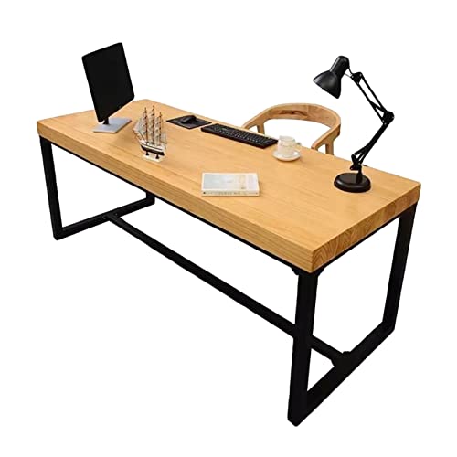 NDKSZHEQ Computertisch, natürlicher Massivholz-Büroschreibtisch, Heim-Multifunktionsschreibtisch, Computertisch-Werkbank, Tischstärke – 5 cm, stabile Tischbeine aus Metall von NDKSZHEQ