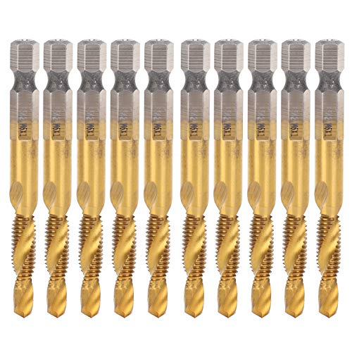 NDNCZDHC 10-teiliges Kombi-Bohr- und Gewindebohrer-Bit mit Sechskantschaft, Gewindebohrer, M6, metrisch, 6542 Schnellarbeitsstahl, Spiralnut-Bohrer-Gewindebohrer-Set von NDNCZDHC
