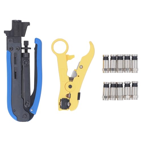 NDNCZDHC 10PCS Koax Cable Crimper Kit, mit Stripping Tool Draht Stripper Koaxial Kabel Reparaturkit für RG6, RG59, RG11 von NDNCZDHC