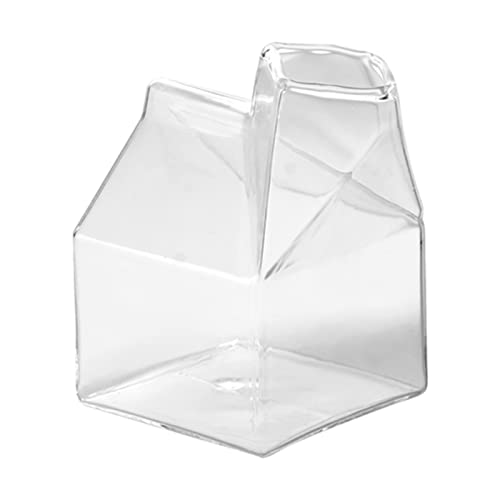 NDNCZDHC 250 Ml Milchbehälter, Glas-Milchkarton, Transparenter Sahnebehälter, Milchaufschäumer, Tasse, Milchkännchen, Milchausgießer von NDNCZDHC