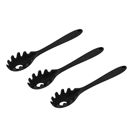 NDNCZDHC 3pcs Spaghetti Löffel, 11in Silikon -Nudelgabel mit Zähnen, One -Stück -Design, Siebserverlöffel für Spaghetti -Pasta -Nudeln (Schwarz) von NDNCZDHC