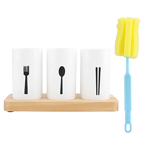 NDNCZDHC 3pcs Utensilhalter mit Eichenholzbasis- und Abflusslöchern, Plastikbesteckhalter mit Tassenbürste, Bestecke für Arbeitsplatten NDNCZDHC 3pcs Utensilhalter mit Eichenholzbasis- und Abflusslöchern, Plastikbesteckhalter mit Tassenbürste, Bestecke für Arbeitsplatten von NDNCZDHC