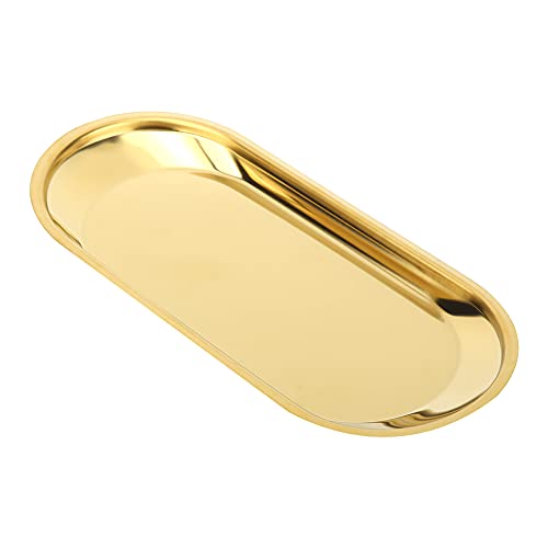 NDNCZDHC 9,1 x 4,1 Zoll Metall Ovales Schmuckschale, Handtuchspeicherplatte, Servierschale aus Edelstahl für Teefrüchte Snackschmuck (Gold) von NDNCZDHC