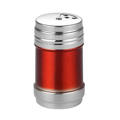 NDNCZDHC Edelstahl -Gewürzglas mit rotierenden Deckel, tragbaren Gewürzbehältern Flaschen, Metallsalzschüttler für die Küche (Rot) von NDNCZDHC
