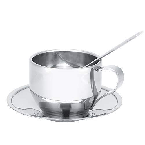 NDNCZDHC Edelstahl -Tee -Tasse und Untertassen -Set, 120 ml doppelte, isolierte Kaffeetassen mit Löffel und Untertasse, für Cappuccino -Espresso, Kaffee, Tee von NDNCZDHC