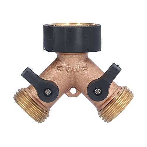 NDNCZDHC Gartenschlauch-Verteiler, 2-Wege-Hochleistungs-Wasserhahnadapter aus Messing, 3/4 Zoll Y-förmiger Absperrventil-Rohranschlussadapter mit Gummidichtung von NDNCZDHC