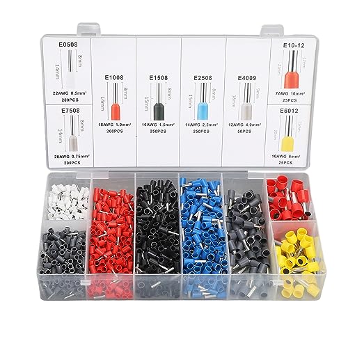Ndnczdhc 1200pcs Draht Ferrules Kit, AWG 22-7 Ferrule Crimps Kit Anschlussanschluss Draht Isoliert Nordnordnadelendenden für elektrische, industrielle Ndnczdhc 1200pcs Draht Ferrules Kit, AWG 22-7 Ferrule Crimps Kit Anschlussanschluss Draht Isoliert Nordnordnadelendenden für elektrische, industrielle von NDNCZDHC