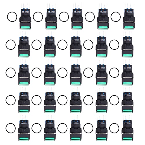 Ndnczdhc 25pcs Momentan -Druckknopfschalter, Square -Typ BEM LA16-22DS - F Self -Locking -Druckknopfschalter (Grün) von NDNCZDHC
